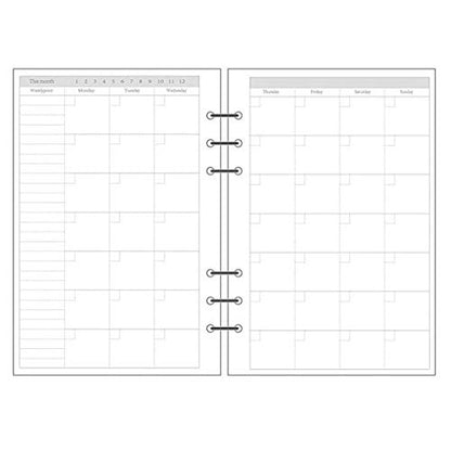 6 Ring Binder Refill, Undated A5 Planner Inserts, Monthly Planner Refill for Compatible with Filofax, Tracker Book, 45sheets/90pages, Harphia(A5 5.59 x 8.27'',Monthly) - color: Monthly Plan, size: A5