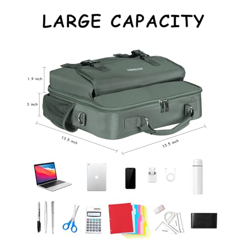 3 Ring Zipper Binder 500-Sheet Zipper Binder Adjustable Shoulder Strap & Handle for 14 Inch Laptop for School and Office (Green)