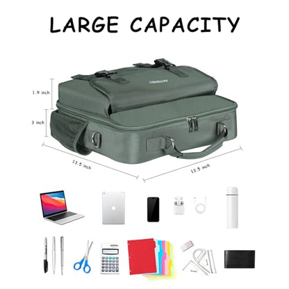 3 Ring Zipper Binder 500-Sheet Zipper Binder Adjustable Shoulder Strap & Handle for 14 Inch Laptop for School and Office (Green)