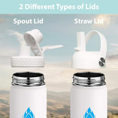 SENDESTAR Water Bottle 40oz Double Wall Vacuum Insulated Leak Proof Stainless Steel Sports Water Bottle—Wide Mouth with New Flex Straw Lid & Spout Lid (Day&Night) - color: Day&Night-A, size: 40 Ounces