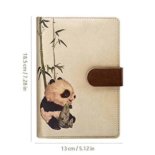 ToiM A6 Cute Simple Binder Hand Books for Diary PU Leather Journal Writing Notebook Loose Notebook Handbook Notepad Business Hand Books Great Stationery (Panda B) - color: Panda B