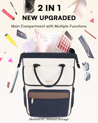 Rolling Backpack for Women, Travel Rolling Laptop Backpack with Wheels, Vertical & Horizontal Storage 2 In 1, Flip-Top Design, Water-Resistant Overnight College Underseat Carry on Luggage, Navy Blue - color: Navy Blue