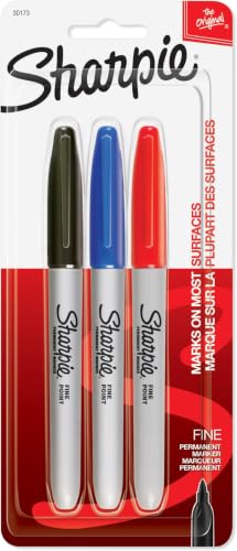 SHARPIE Permanent Markers, Fine Point (Pack of 5) - color: Assorted Colors, size: 3 Count (Pack of 5)