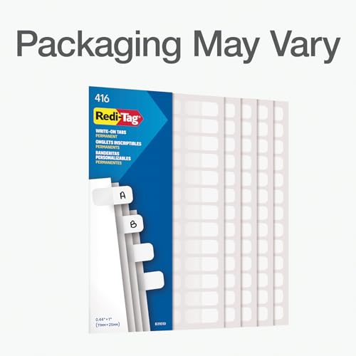 Redi-Tag, RTG31010, Permanent Stick Write-On Index Tabs, 416 / Pack, White, (Pack of 1) - style: 416 Tabs