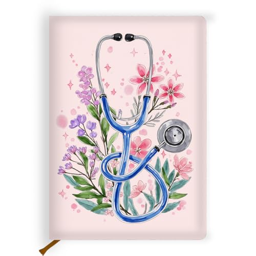 Lovdazzles Pretty Stethoscope Medical Notebook Journal 200 Pages A5 Ruled Doctor Nurse Notebook, Medical Student Gifts, Nurse Doctor Gifts for Women Men, Appreciate Gift(5.8 x 8.3) - color: Multi 1715