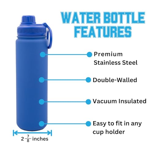 Florida Water Bottle - Blue Double Walled Stainless Steel 24 oz Keeps Drinks Cold or Hot - color: Florida - Blue