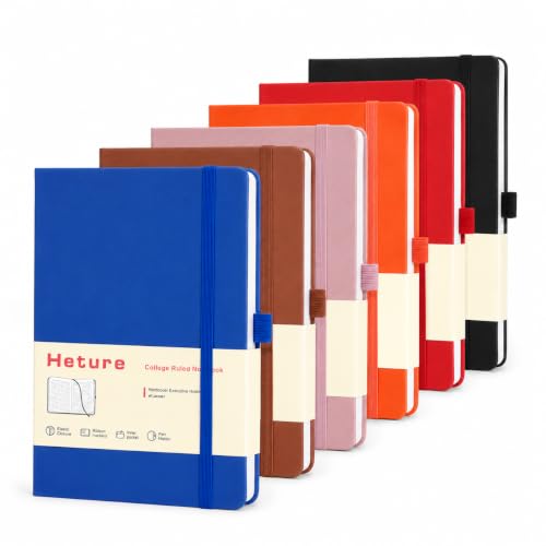 A5 Hardcover Journal Notebooks 6 Pack, Lined Notebook for Writing Work School, 100 GSM Thick Paper, 160 Pages, College Ruled Journal with Pen Holder, Inner Pocket, Ribbon Bookmark and Elastic Closure, 6 Colors - color: Assorted Color, size: 6 Pack