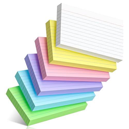 300 Count Colored Index Cards 3 x 5 Inch Ruled Index Cards, Flash Cards College Ruled for Office School Supplies and Home Organization, Durable Study To Do List Note Cards with Ruled Lines - color: Multi-Color