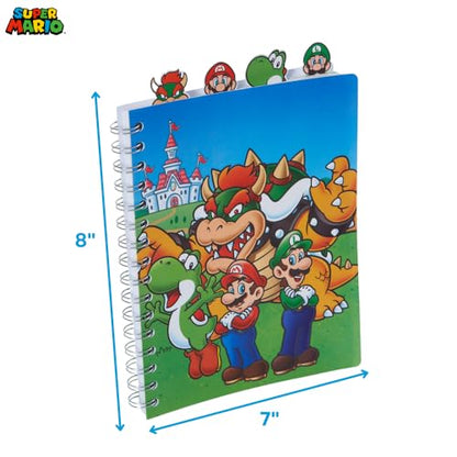 Innovative Designs Super Mario Bros Tab Journal Notebook, Spiral Bound, 96 Lined Pages, 8 x 7 inches - style: Mario