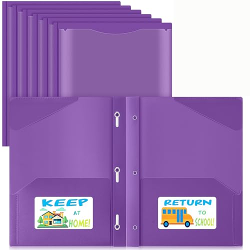 Henoyso 24 Set Take Home Folders with Clear Front Pocket, School-to-Home Communication Folder Bulk for Back to School Classroom, Heavy Duty Plastic Parent-Teacher Homework Folders (Purple) - color: Purple