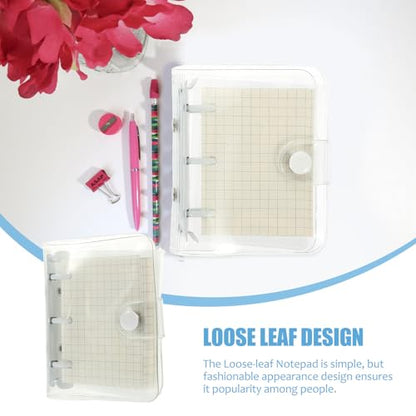 ARTIBETTER Mini Cover Loose-leaf Notebook with White 3-ring Binder, Small Adorable Notepad for Note Taking and Journaling, Convenient Scrapbook for Office and School Use