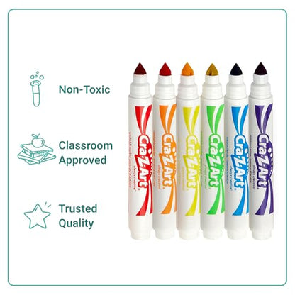 Cra-Z-Art Bulk Classic Markers - 6 Packs of 10 Count Broadline (Non-Washable) Markers - size: 10 Count (Pack of 6)