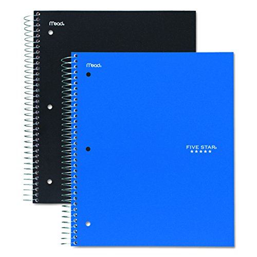 Five Star 06210 Wirebound 3-Subject Notebook, College Rule, 11 x 8 1/2, 150 Sheets, Assorted - size: 150