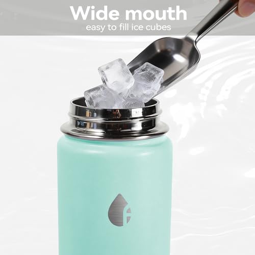 Stainless Steel Water Bottle with Straw Lid, 18oz Insulated Vacuum Bottle with Carrying Loop, Dishwasher Safe，uitable for use in schools, Offices, and outdoor activities (GREEN) - color: Green