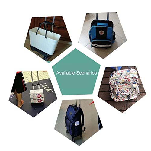 Backpack Trolley with Wheels, Foldable Luggage Trolley,6 Wheels Rolling-Luggage Carts, Aluminium Alloy Travel Hand Trolley for Bags Lunch Backpack - color: 6 Blue Rubber
