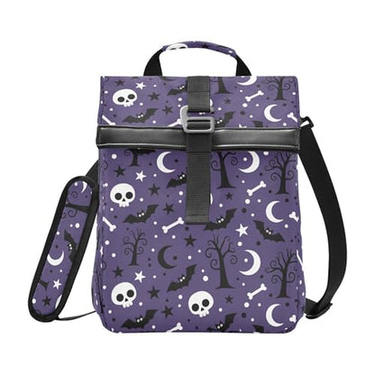MNSRUU Insulated Lunch Bags Women Men Aldults, Halloween Black Bats Night Sky with Stars Portable Reusable Thermal Meal Tote Cooler Bag Organizer, Adjustable Shoulder Strap, Handle - color: Halloween Theme 080