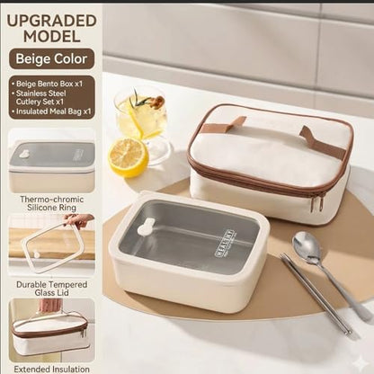 Bento Box Adult Lunch Box, Containers for Adults Men Women with Compartments, Lunchable Food Container with Utensils, Sauce Jar, Muffin Liners, 40 Oz/5 Cup, Made with BPA-Free Materials(Khaki)