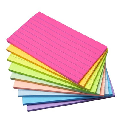 9 Pack Lined Sticky Notes 3x5 in Large Sticky Notes, 9 Bright Multi Colors Self Big Sticky Notes Pad Its, Strong Adhesive, Sticky Note Large for Notebook, Office, School and Home - size: 3x5 in