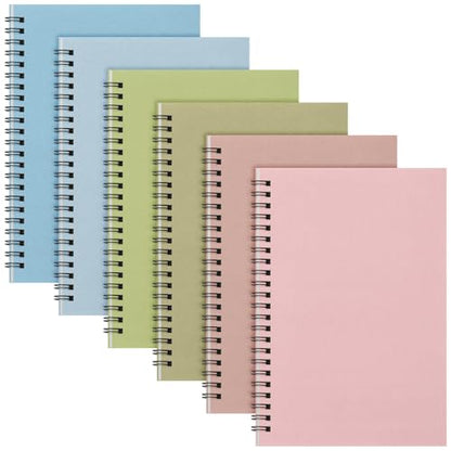 Fuutreo 6 Pack B5 Spiral Notebooks 10.5 x 7.45 Inch College Ruled Aesthetic Journal Kraft Hardcover 70 Sheets (140 Pages) Spiral Notebook for Office Students Work Journaling(Earthy Tones,Grassland) - color: Earthy Tones