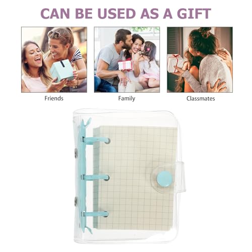 Hohopeti Mini Three-ring Binder Notebook with Blue Clip, Portable Loose-leaf Notepad for Students, Adorable Pocket Binder Suitable for School and Daily Notes