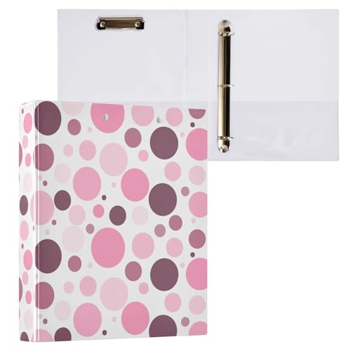 Pink Polka Dot Binder 1.5 Inch Binder with Clipboard&Pockets, Hardcover Binders 3 Ring, Heavy Duty Large File Folder for Office School Supplies - Holds 200 Sheets - color: Pink Polka Dot, size: 1 Pack-12.4x10.63in