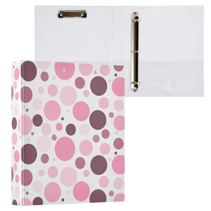 Pink Polka Dot Binder 1.5 Inch Binder with Clipboard&Pockets, Hardcover Binders 3 Ring, Heavy Duty Large File Folder for Office School Supplies - Holds 200 Sheets - color: Pink Polka Dot, size: 1 Pack-12.4x10.63in