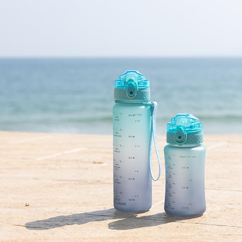 OLDLEY Kids Water Bottle for School, 17 oz (2 lids) BPA-Free Reusable Leak-proof Durable Tritan Plastic Water Bottles with Straw & Chug Lids, Anti-dust Spout Cover (Bluenavy) - color: Bluenavy, size: 16.9 Ounces