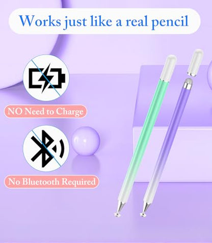 Stylus Pen for Touchscreen, Kenkor 2 in 1 Active iPad Pencil High Sensitivity & Precision, Stylus Pen for Nintendo Switch 2/iPhone/iPad/Samsung/Galaxy/Huawei/Surface, All Touch Screens - Purple+Green - color: Green+Purple