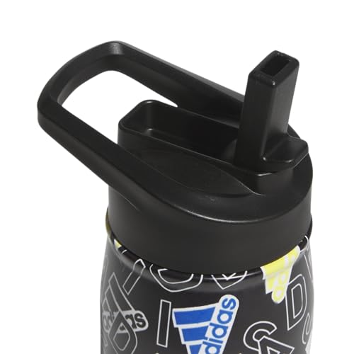 adidas Stainless Steel Metal Water Bottle 20 oz (600 mL) Straw Lid - color: Adi Comp Black/Black/White