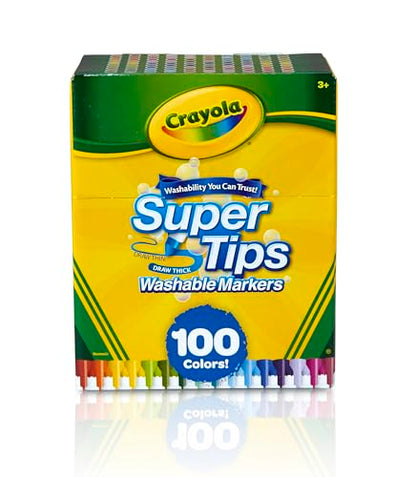 Crayola Super Tips Marker Set (100ct), Fine Point Washable Markers, Teacher Must Haves, Back to School Supplies for Kids & Adults, Art Supplies, Ages 3+ - size: 1 Count (Pack of 1)