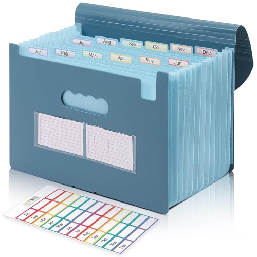 SKYDUE Accordion File Organizer, Expanding File Folder with 13 Pockets, Portable Document Paper Bill Receipt Organizer, Home School Office Supplies, Letter A4 Size Haze Blue - color: Haze Blue