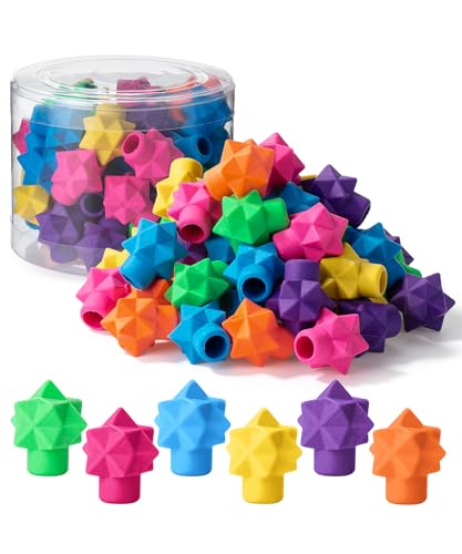 Mr. Pen- Pencil Top Erasers, 48 Pack, Vibrant Colors, Latex-Free | No-Smudge Cap Pencil Erasers for Precise Erasing, Kids, Teachers, Studying Supplies - color: Vibrant, size: 48 Pack