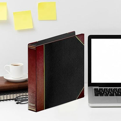Performore 2 Pack of Professional Luxor 3 Ring Binder 1.5 Inch Locking Slant Angle D-Rings, Maroon Turned Edge Flat, Durable Heavy Duty Presentation Folder Binder for Documents Paper Files Projects - style: 1.5 inch - 2 pack