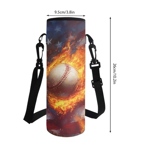 Horeset Baseball Flame American Flag Backpack for Kids Boys Travel Casual Backpack with Picnic Lunch Box Water Holder Case Primary Elementary School Bag Bookbag Set of 3Pcs 5-8 8-10 Years - color: Baseball Flame American Flag