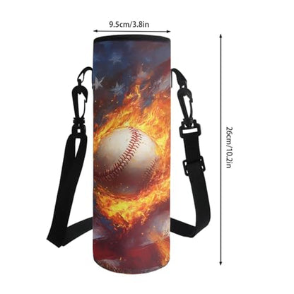 Horeset Baseball Flame American Flag Backpack for Kids Boys Travel Casual Backpack with Picnic Lunch Box Water Holder Case Primary Elementary School Bag Bookbag Set of 3Pcs 5-8 8-10 Years - color: Baseball Flame American Flag