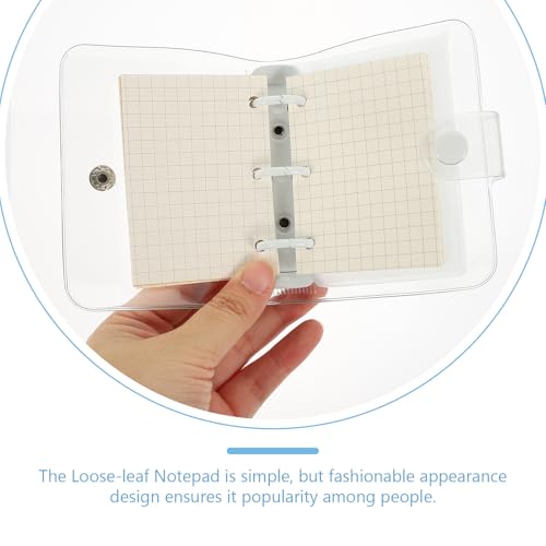 DEARMAMY Mini 3-ring Binder Notepad with White Clips, Refillable Small Notebook for Portable Scrapbooking and Student Notes, Convenient Novelty Cover Journal for Office and School Use