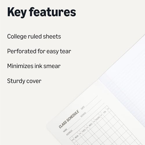 Amazon Basics Composition Notebook, College Ruled, 100 Sheets, 9.75" x 7.5", Marble Black, with Conversion Charts, 4-Pack - color: Marble Black, size: College Ruled,4-pack