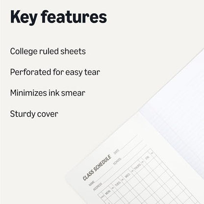 Amazon Basics Composition Notebook, College Ruled, 100 Sheets, 9.75" x 7.5", Marble Black, with Conversion Charts, 4-Pack - color: Marble Black, size: College Ruled,4-pack
