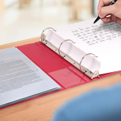 Samsill 1.5 Inch 3 Ring Binders, Economy Round Ring, Clear View Cover, 325 Sheet Capacity - for School, Home, Office - Red, 4 Pack - color: Red, size: 4-Pack, style: 1.5-Inch