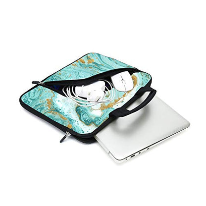 Green Marble Neoprene Laptop Case - 11.6" to 12.2" Fits MacBook Air, Samsung, Acer, HP - Two Pockets, Handle, Ultrabook & Chromebook Sleeve - color: Green marble