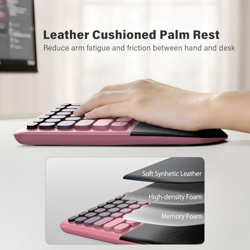 MOFII Wireless Ergonomic Keyboard & Mouse Combo – Split Curved Keyboard with Wrist Rest (All-Day Comfort) + Wireless Vertical Ergonomic Optical Mouse, Compatible with PC/Laptop/Desktop- Pink Gradient - color: Black Pink Gradient