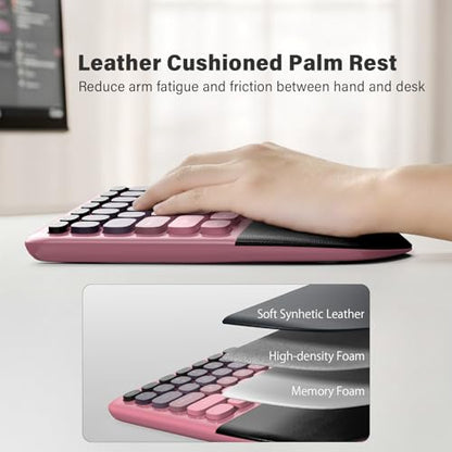 MOFII Wireless Ergonomic Keyboard & Mouse Combo – Split Curved Keyboard with Wrist Rest (All-Day Comfort) + Wireless Vertical Ergonomic Optical Mouse, Compatible with PC/Laptop/Desktop- Pink Gradient - color: Black Pink Gradient