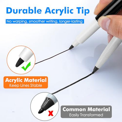 maxtek Magnetic Black Dry Erase Markers with Eraser, Ultra Fine, 6 Count | Low Odor 0.7mm Extra Fine Whiteboard Markers for Planning Whiteboards and Calendar Boards