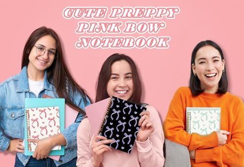 QUICQOD Coquette Purple Bow Spiral Notebook with Black Cover 5.5x8.3 Inch | Preppy Gifts for Women, Cute Journal for Teen Girls, Hardcover Notebook for School Office, Coquette School Supplies - color: blackpurple