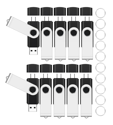 EASTBULL 16GB USB2.0 & Type-C Flash Drive 10-Pack FAT32 Thumb Drive (Black) | 2-in-1 USB C Drive Bulk 16GB USB-A + USB-C Memory Sticks Compatible with Smartphones, Computers, Tablets, Mac - color: 16GB10P(Black)