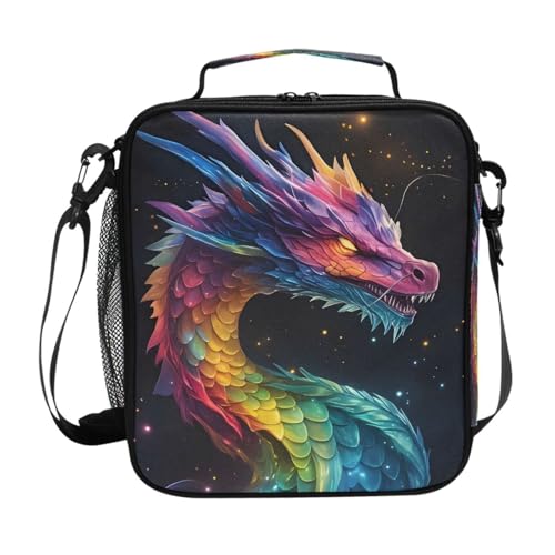Dragon Galaxy Colorful Lunch Box Insulated Lunch Bag Girls Lunch Cooler Bag Tote Freezable Shoulder Strap Lunchbox Thermal Meal Tote Kit for Girls School Picnic - color: Multi27