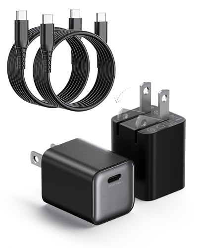 wegear 30W Compact Wall Charger, USB C Charger Block with GaN III Tech, PD3.0 PPS QC4.0 Fast Charging Foldable Power Adapter for iPhone 17 16 15, Galaxy, Pixel, iPad, AirPods(Black with Cable, 2 Pack) - color: Black, size: 2 Pack+Cables