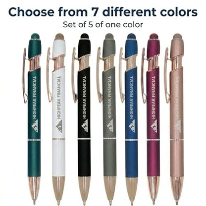 Ultima Rose Gold Accent Stylus Pen (5 Pack) – Soft‑Touch Metal Pen with Rose‑Gold Trim, Gel‑Glide™ Ink & Touchscreen Stylus – 5 Custom Laser‑Engraved Executive Pens - color: Burgundy