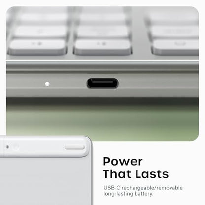 Satechi Slim EX3 Wireless Keyboard, Full-Size Keyboard w/Numpad, Multi-Device Bluetooth, 2.4GHz Connection for macOS, Windows, Android, Instant OS Key Remap,USB-C Rechargeable Battery, Silver - color: Silver, size: Keyboard