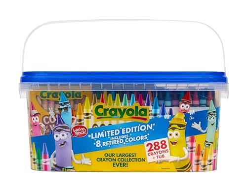 Crayola Crayon Tub – Limited Edition Colors (288ct), Bulk Coloring Crayons for Kids with Storage Tub, Classroom & Art Supplies for Teachers, Ages 3+